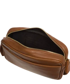Dion' Chestnut Nappa Leather Cross Body Bag