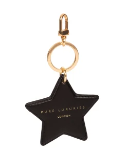 Drayton' Black Leather Star Keyring