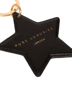 Drayton' Black Leather Star Keyring