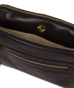 Drew' Navy Leather Cross Body Bag