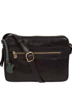 Drew' Navy Leather Cross Body Bag