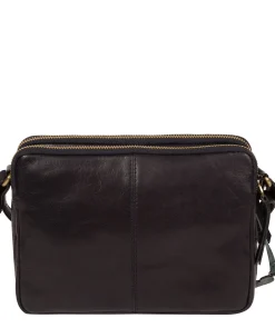 Drew' Navy Leather Cross Body Bag