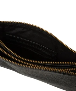 Eleanor' Black Leather Clutch Bag