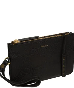 Eleanor' Black Leather Clutch Bag