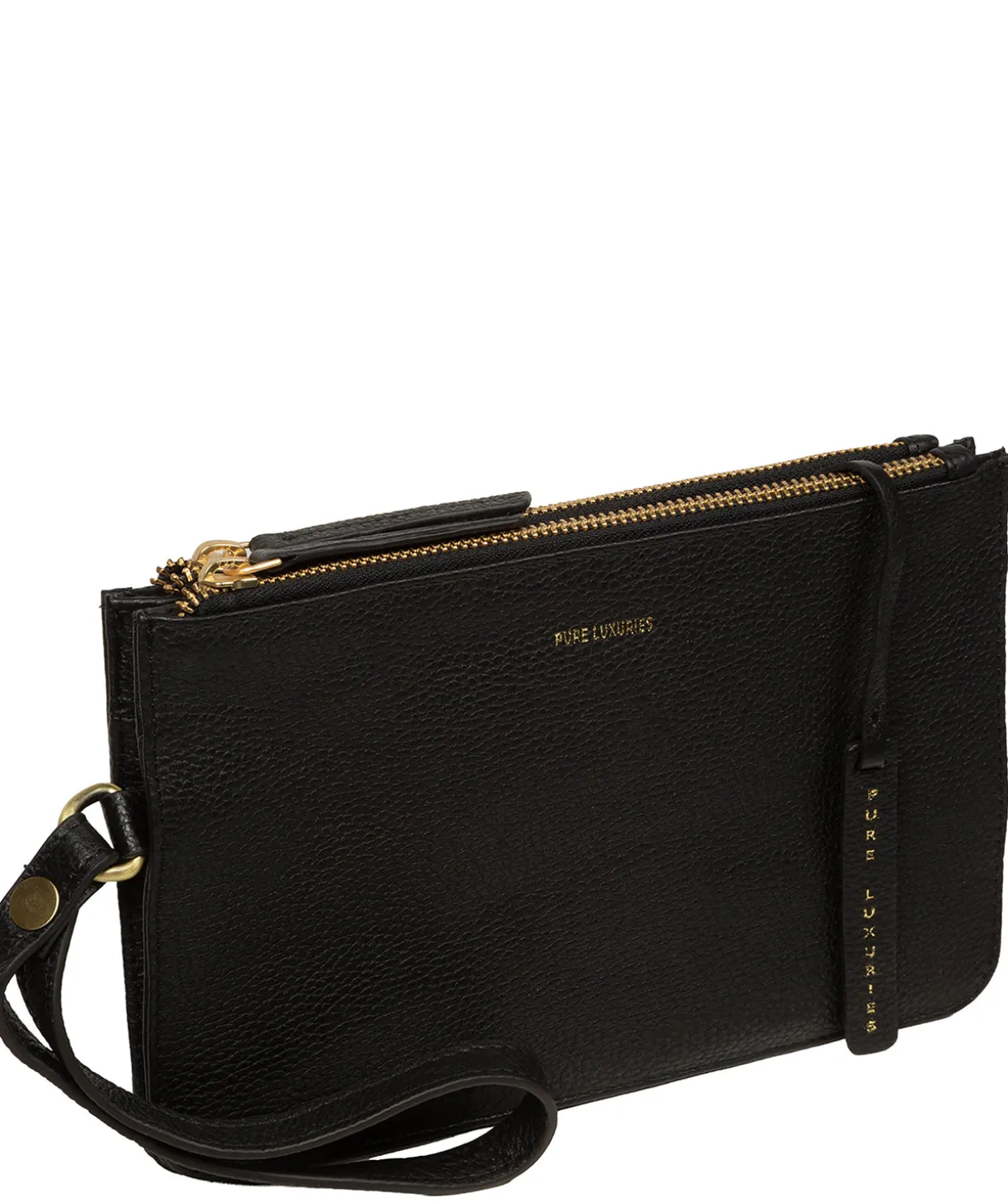 Eleanor' Black Leather Clutch Bag