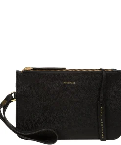 Eleanor' Black Leather Clutch Bag