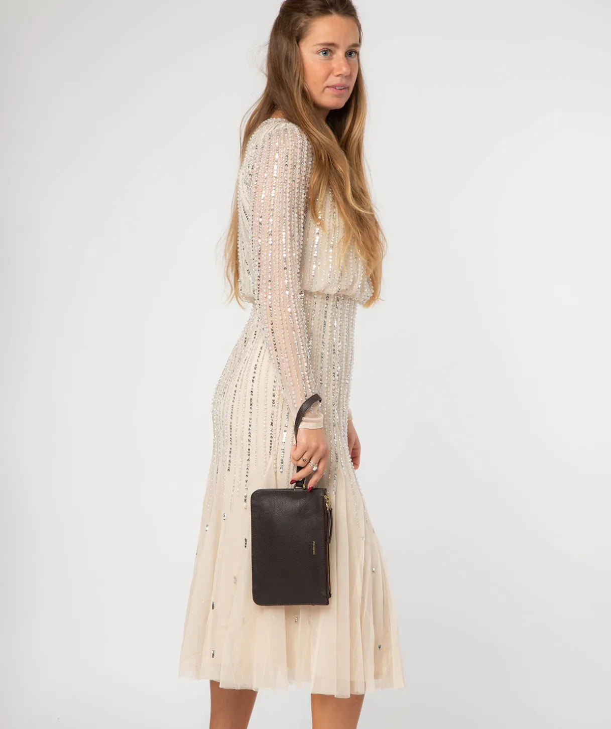 Eleanor' Espresso Leather Clutch Bag