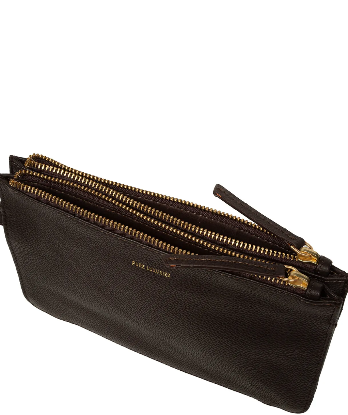 Eleanor' Espresso Leather Clutch Bag