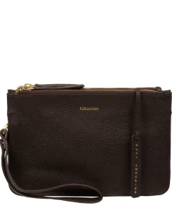 Eleanor' Espresso Leather Clutch Bag