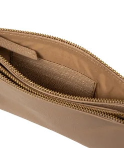 Eleanor' Latte Leather Clutch Bag