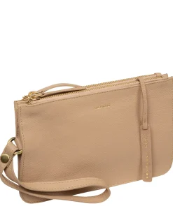Eleanor' Latte Leather Clutch Bag