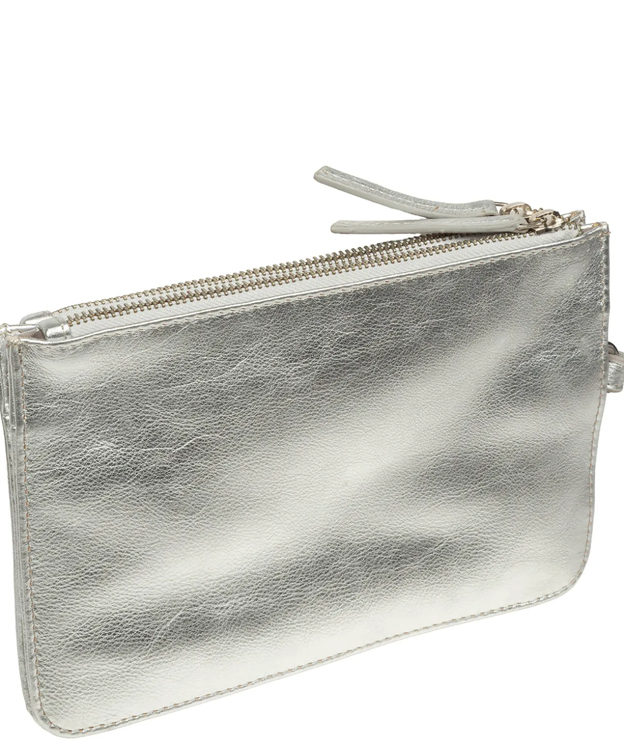 Eleanor' Metallic Silver Leather Clutch Bag