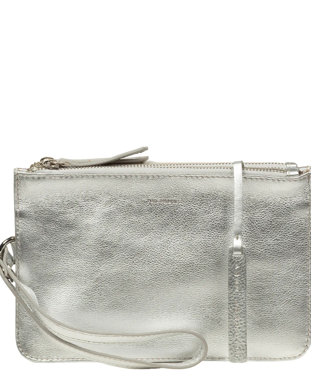 Eleanor' Metallic Silver Leather Clutch Bag
