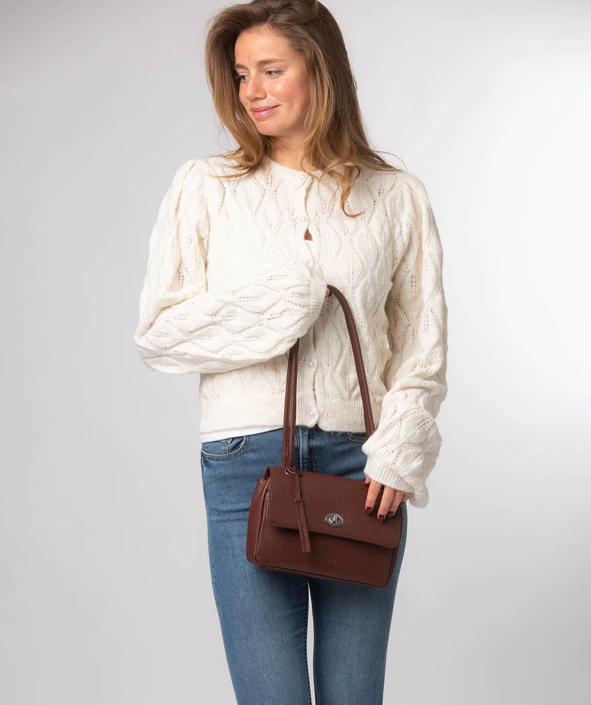 Elka' Chestnut Leather Evening Bag