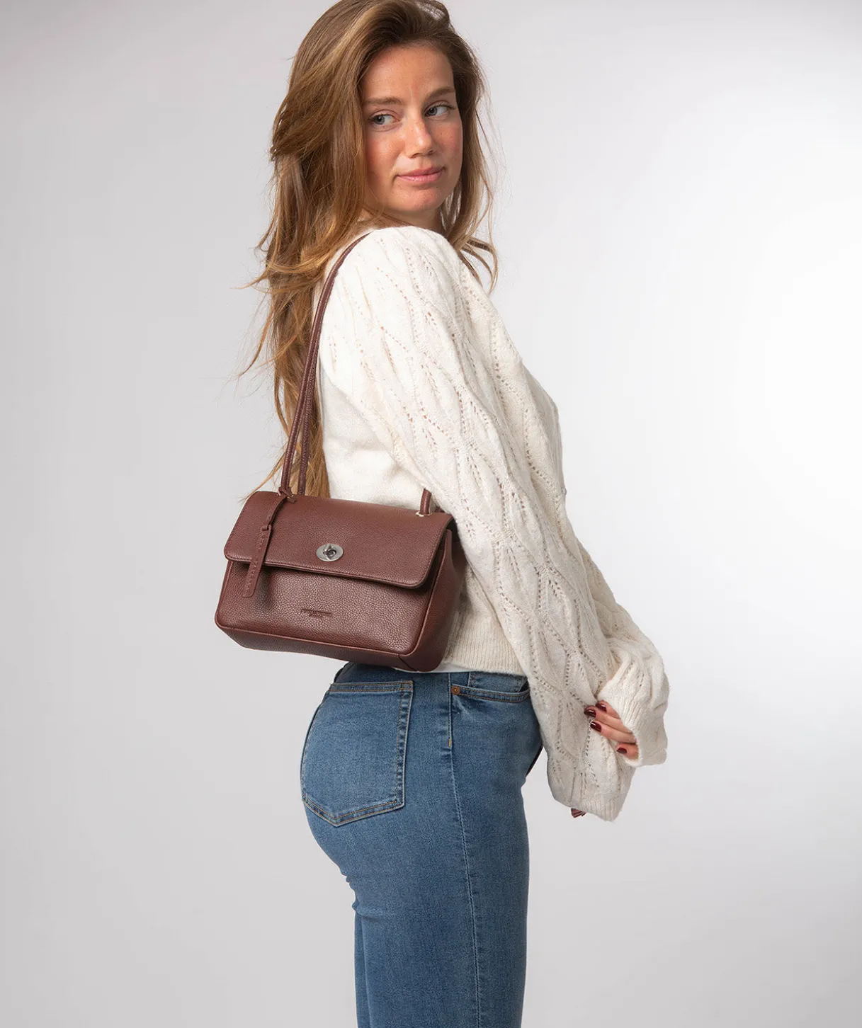 Elka' Chestnut Leather Evening Bag