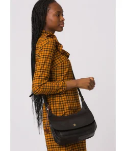 Ellipse' Black Leather Cross Body Bag