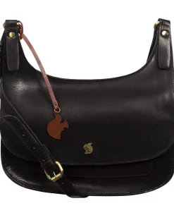 Ellipse' Black Leather Cross Body Bag