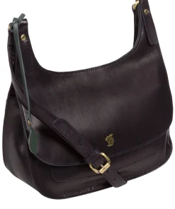 Ellipse' Navy Leather Cross Body Bag
