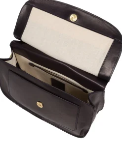 Ellipse' Navy Leather Cross Body Bag