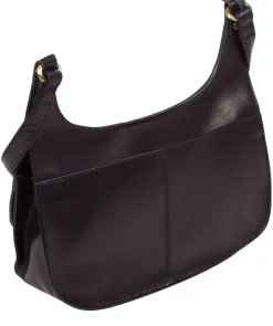 Ellipse' Navy Leather Cross Body Bag