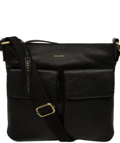 Elodie' Black Leather Cross Body Bag