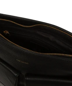 Elodie' Black Leather Cross Body Bag