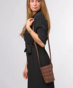 Elouise' Dark Tan Nappa Leather Cross Body Phone Bag