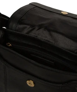 Elston' Black Leather Cross Body Bag