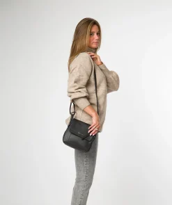 Elston' Black Leather Cross Body Bag