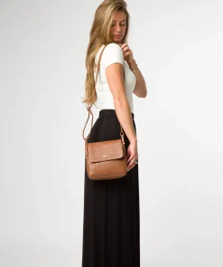Elston' Tan Leather Cross Body Bag