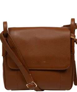 Elston' Tan Leather Cross Body Bag