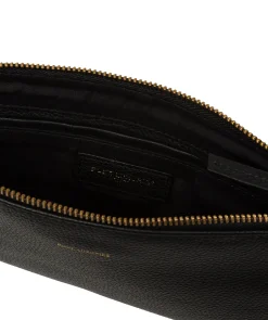 Emalia' Black Leather Clutch Bag
