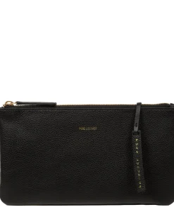 Emalia' Black Leather Clutch Bag
