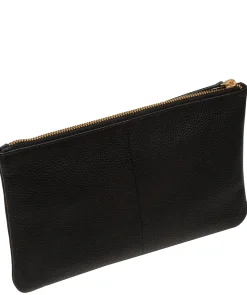 Emalia' Black Leather Clutch Bag