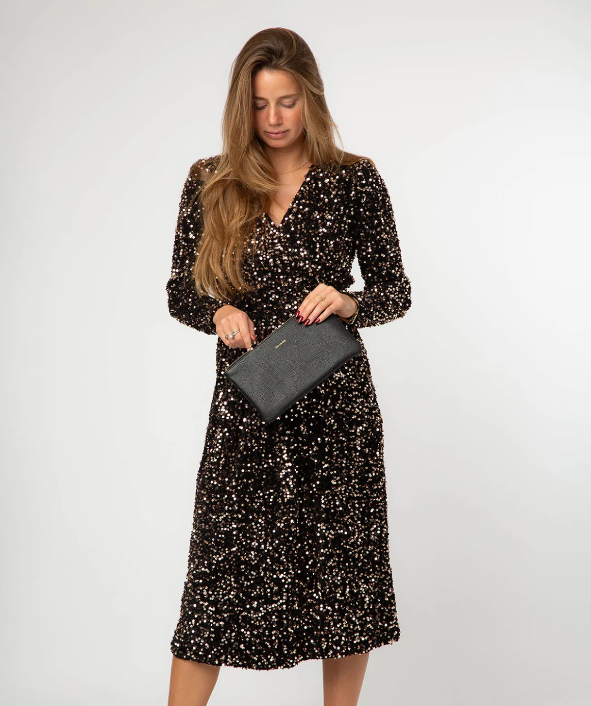 Emalia' Black Leather Clutch Bag