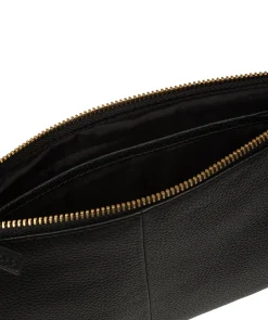 Emalia' Black Leather Clutch Bag