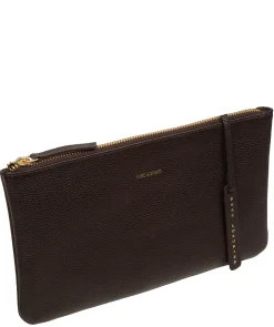 Emalia' Espresso Leather Clutch Bag