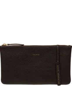 Emalia' Espresso Leather Clutch Bag