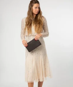 Emalia' Espresso Leather Clutch Bag