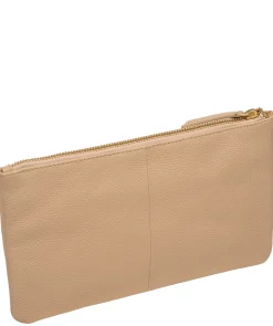 Emalia' Latte Leather Clutch Bag