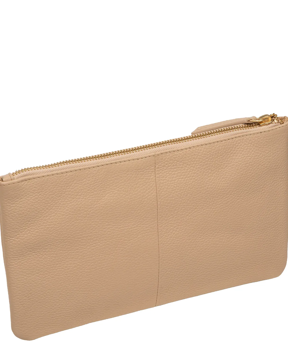 Emalia' Latte Leather Clutch Bag