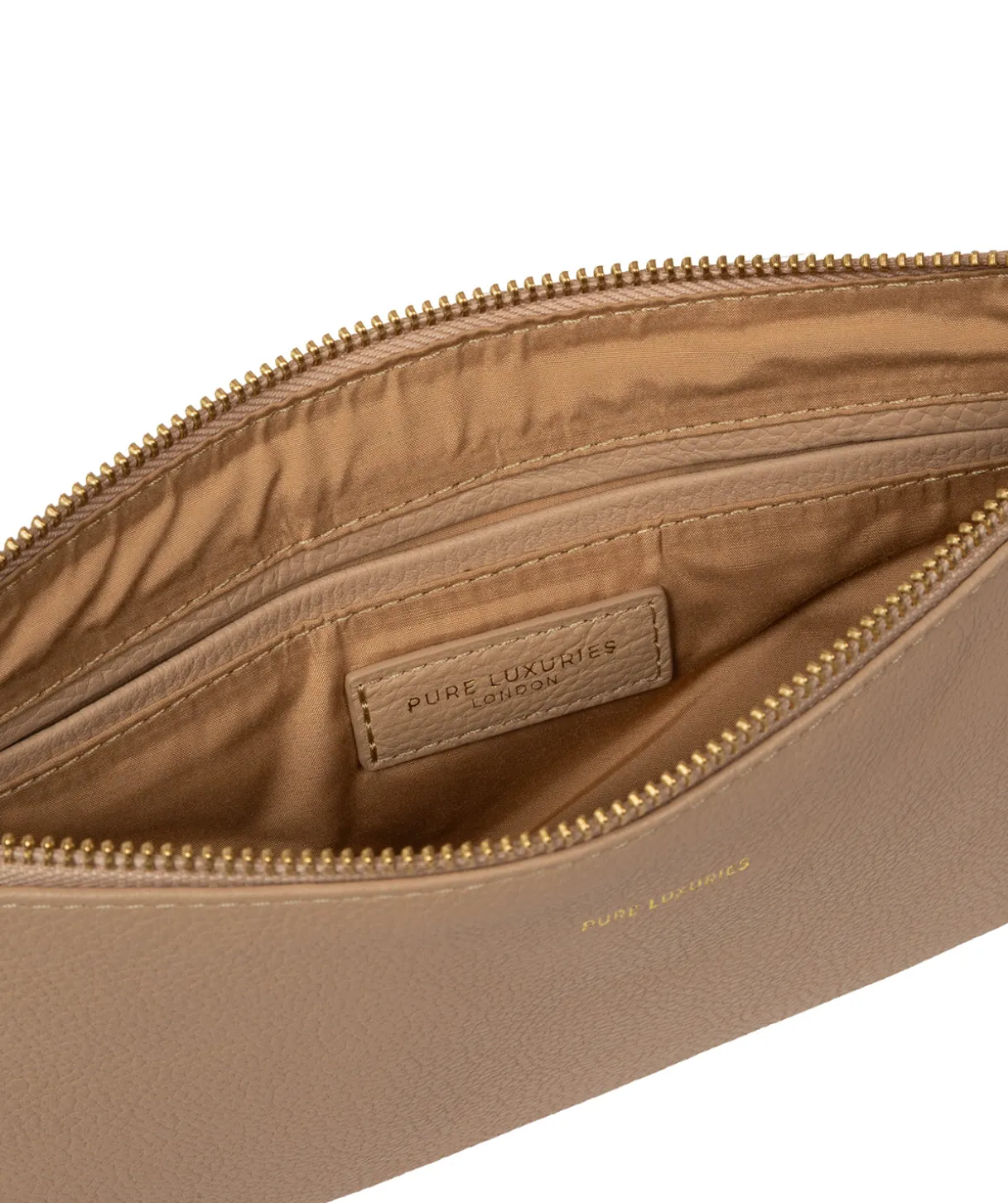 Emalia' Latte Leather Clutch Bag