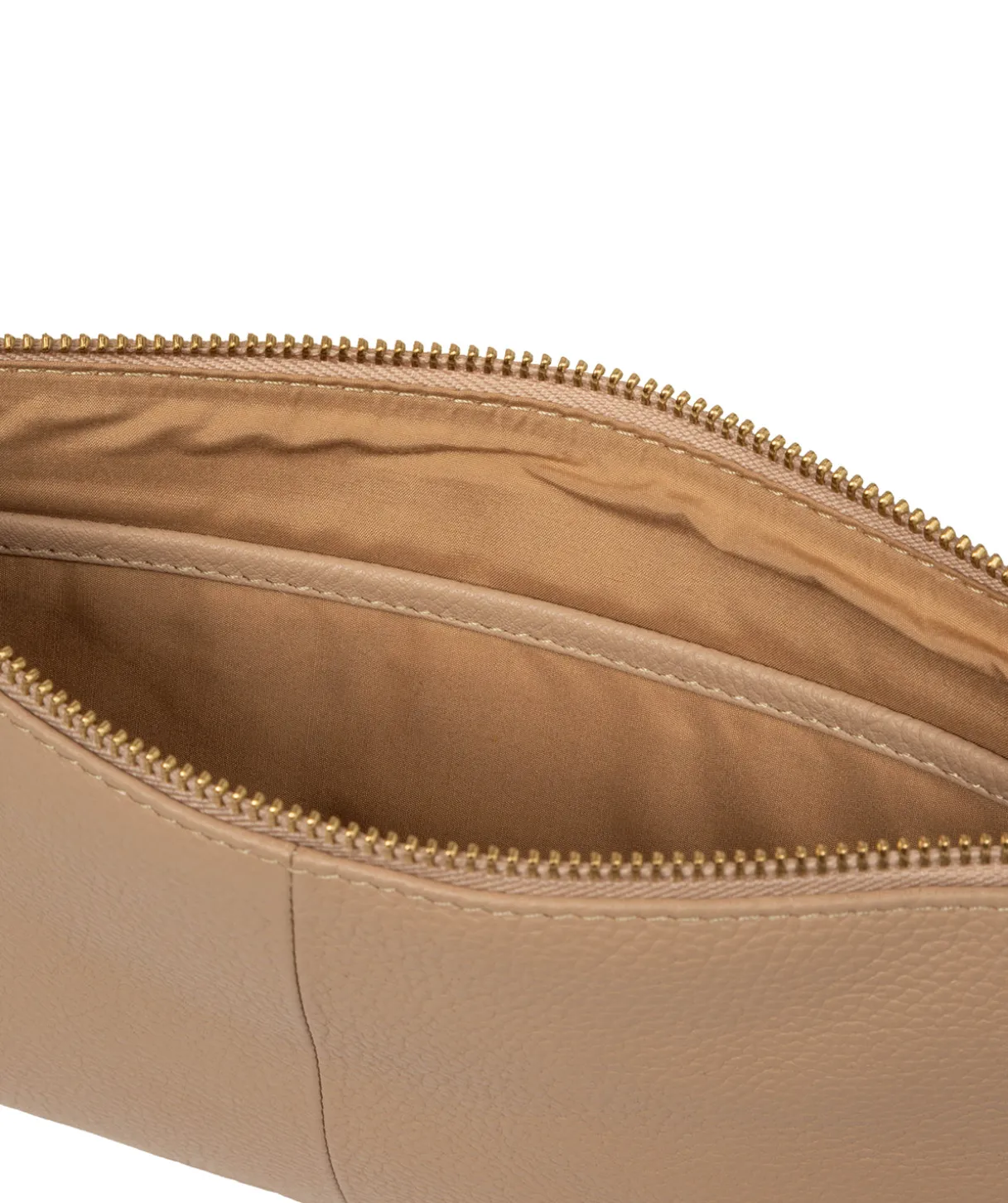 Emalia' Latte Leather Clutch Bag