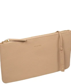 Emalia' Latte Leather Clutch Bag