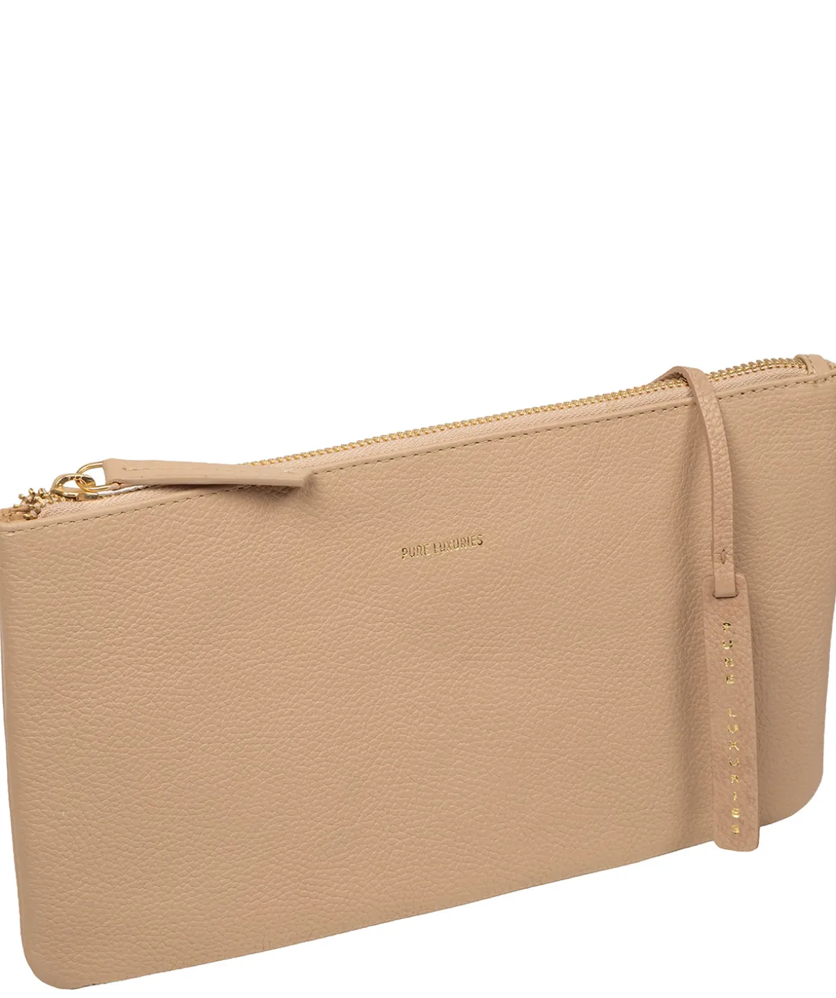Emalia' Latte Leather Clutch Bag