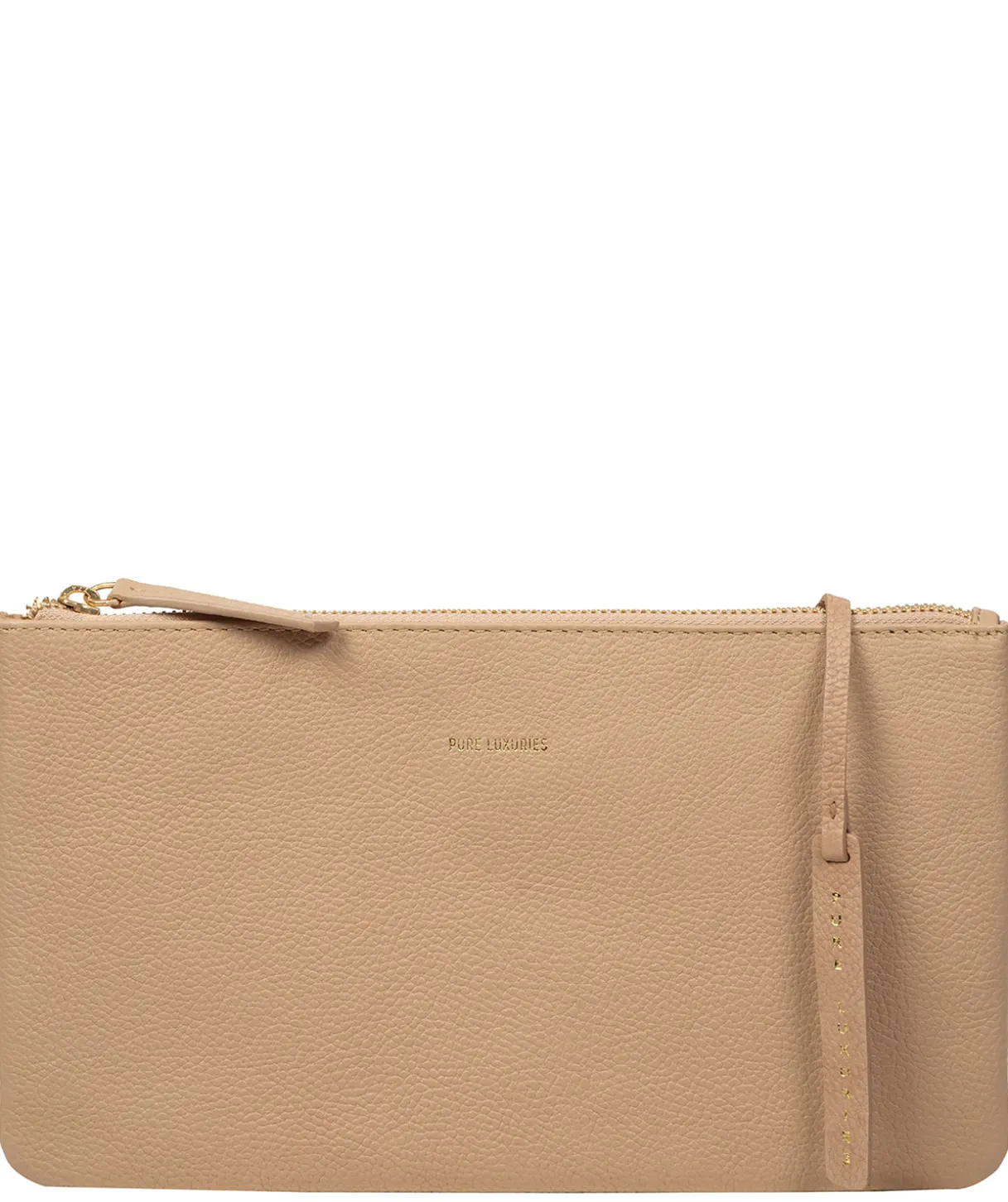 Emalia' Latte Leather Clutch Bag