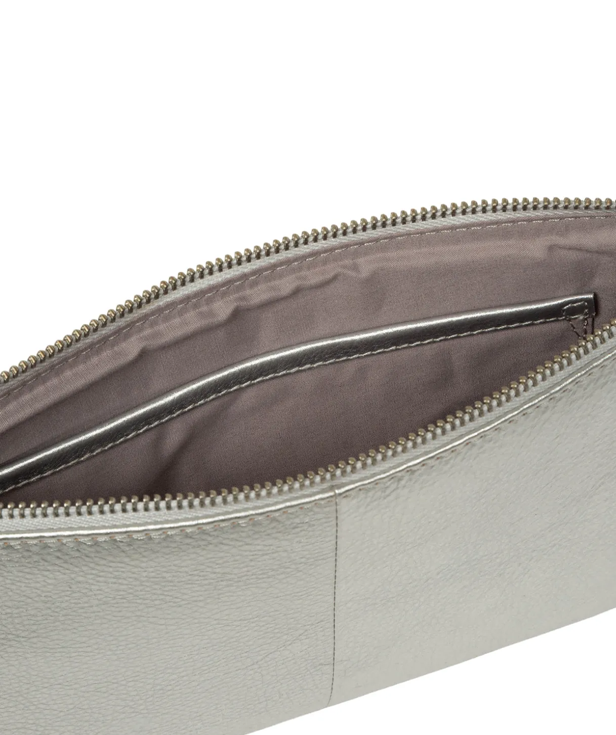 Emalia' Metallic Silver Leather Clutch Bag