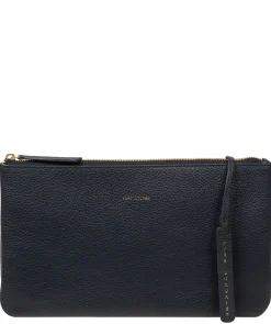 Emalia' Navy Leather Clutch Bag