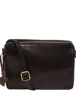 Ember' Black Leather Cross Body Bag