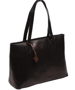 Enola' Black Leather Tote Bag